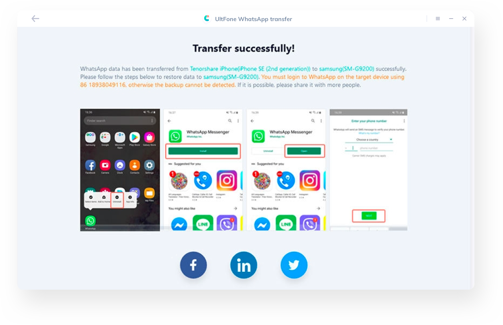 whatsapp transfer from iphone to android successfully